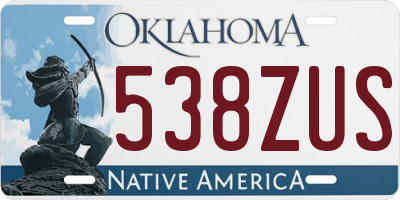 OK license plate 538ZUS