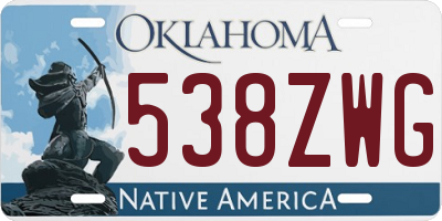 OK license plate 538ZWG