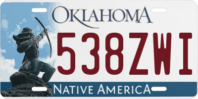 OK license plate 538ZWI