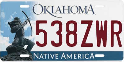 OK license plate 538ZWR