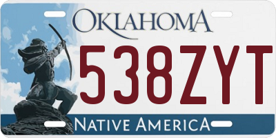 OK license plate 538ZYT
