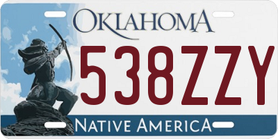 OK license plate 538ZZY