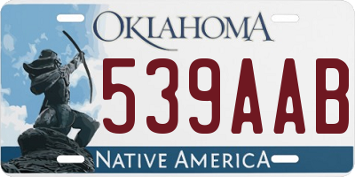 OK license plate 539AAB