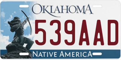 OK license plate 539AAD