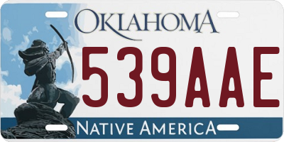 OK license plate 539AAE