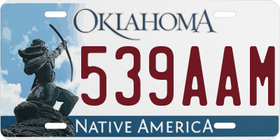 OK license plate 539AAM