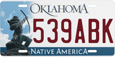 OK license plate 539ABK