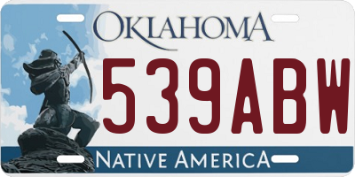 OK license plate 539ABW