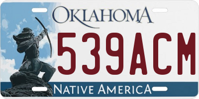 OK license plate 539ACM