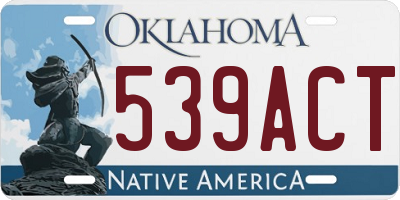 OK license plate 539ACT