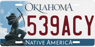 OK license plate 539ACY