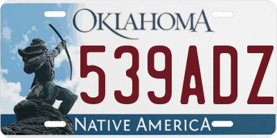 OK license plate 539ADZ