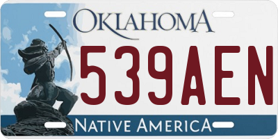 OK license plate 539AEN