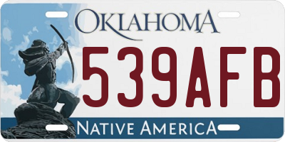OK license plate 539AFB