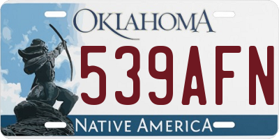 OK license plate 539AFN