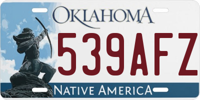 OK license plate 539AFZ