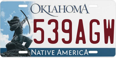 OK license plate 539AGW