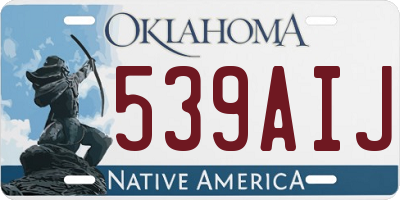 OK license plate 539AIJ