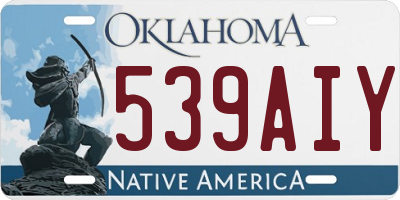 OK license plate 539AIY
