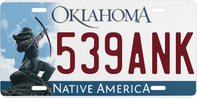 OK license plate 539ANK