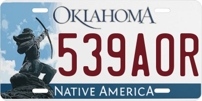 OK license plate 539AOR