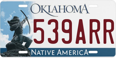 OK license plate 539ARR