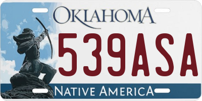 OK license plate 539ASA
