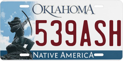 OK license plate 539ASH
