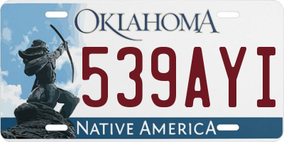 OK license plate 539AYI