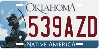 OK license plate 539AZD