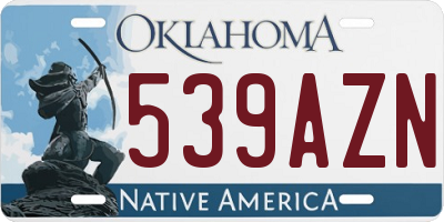 OK license plate 539AZN