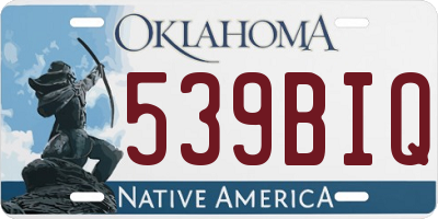 OK license plate 539BIQ