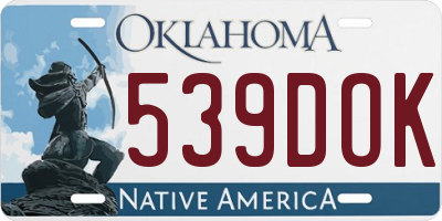 OK license plate 539DOK