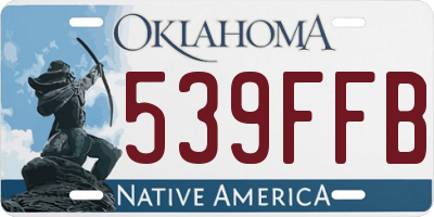 OK license plate 539FFB