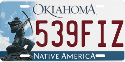OK license plate 539FIZ