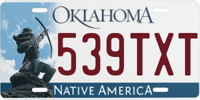 OK license plate 539TXT