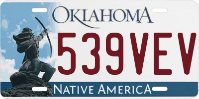 OK license plate 539VEV