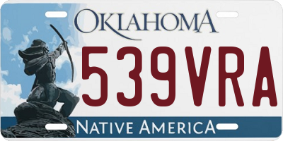 OK license plate 539VRA