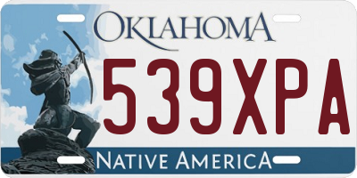 OK license plate 539XPA