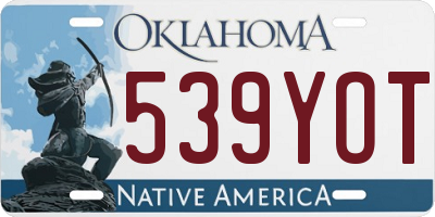 OK license plate 539YOT