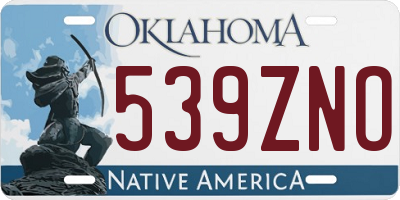 OK license plate 539ZNO