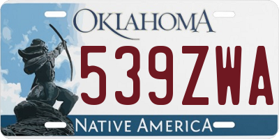 OK license plate 539ZWA