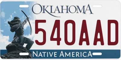 OK license plate 540AAD
