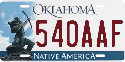 OK license plate 540AAF