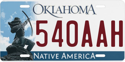 OK license plate 540AAH