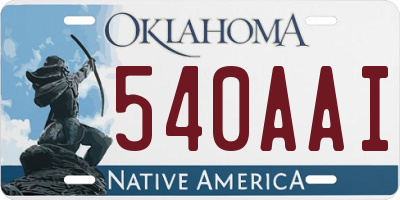 OK license plate 540AAI