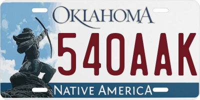 OK license plate 540AAK