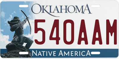 OK license plate 540AAM