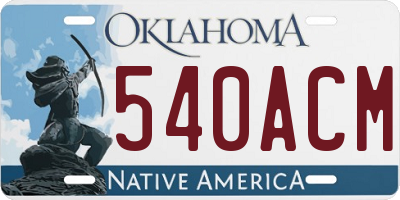 OK license plate 540ACM