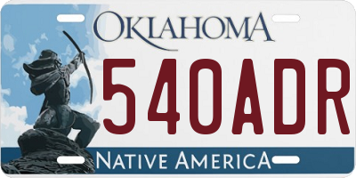 OK license plate 540ADR